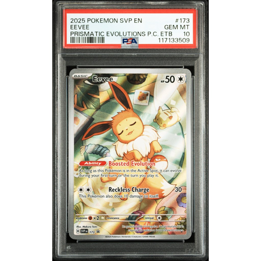 Thẻ Pokemon Eevee Prismatic Evolution Promo ERROR CARD PSA1O VER ENG