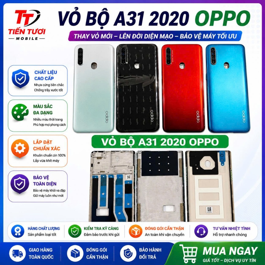 Vỏ bộ OPPO A31 2020,kèm khay sim,kính camera