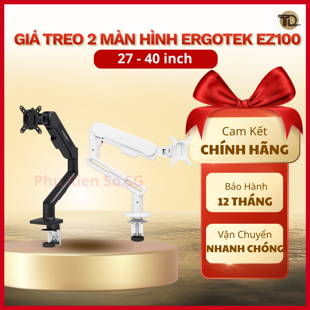 Ergotek Giá Treo Màn Hình EZ100 27 - 40 Inch - Tay Đỡ Monitor Trợ Lực Khí Nén - Tải Trọng 15kg/2 Màu