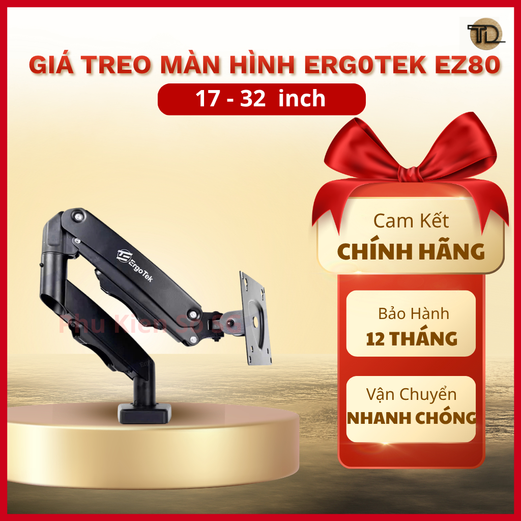 Ergotek Giá Treo Màn Hình EZ80 17-34 Inch Kẹp Bàn Xuyên Bàn Xoay 360 Độ Chuẩn VESA 75x75 100x100