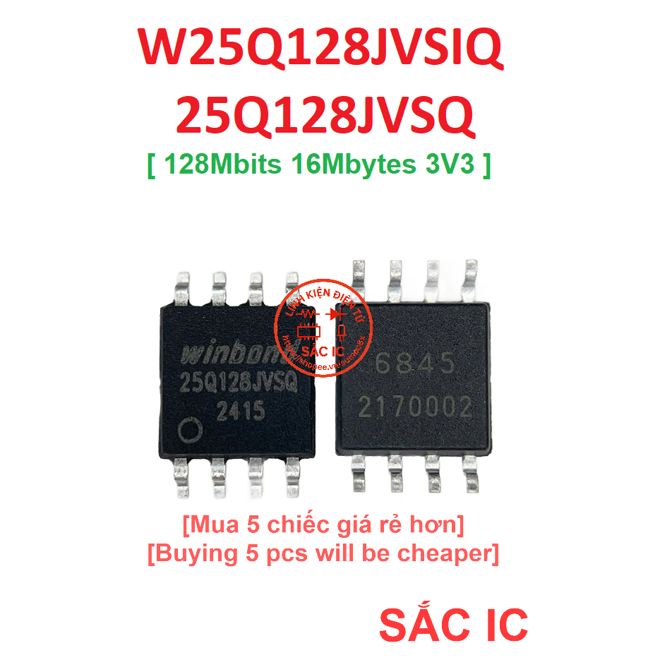 [B17][BIOS][3V3] W25Q128JVSQ W25Q128JVSIQ 25Q128FVSQ Bios 128Mbits 16Mbytes 16mb - Mới nguyên bản - 