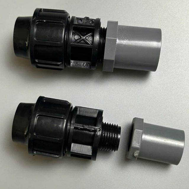 Nối Ren Ngoài HDPE Kèm Nối Ren Trong PVC Phi 40, 50, 63, Nối Chuyển Ống Nước HDPE Sang PVC
