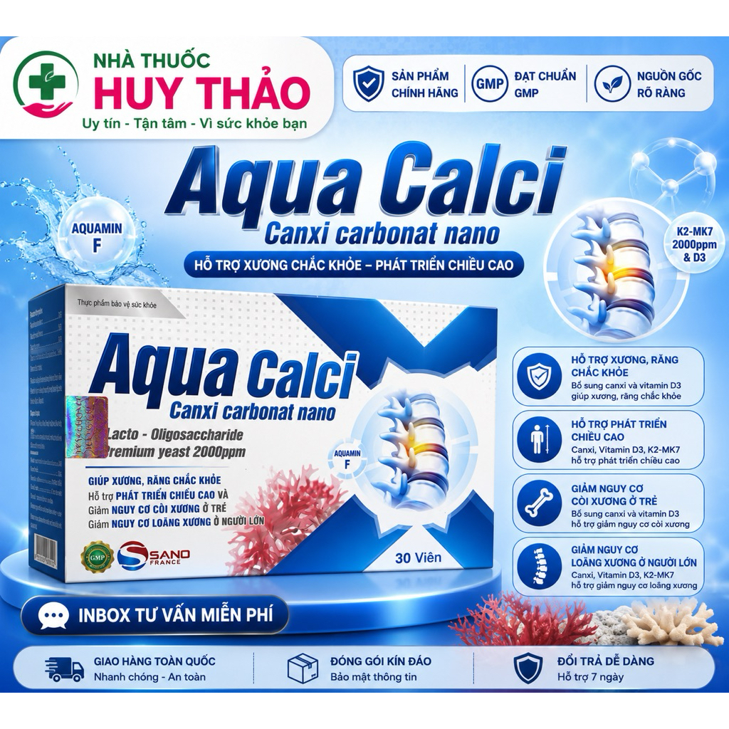 [Chính hãng] AQUA CALCI - Calci carbonat nano - Calci D3 K2 MK7