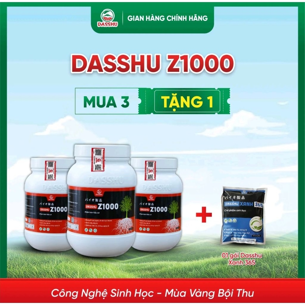 Mua 3 Z1000 tặng 1kg Xanh 365 Phân bón Dasshu Z1000 lọ 1kg, siêu kích rễ, đi đọt nhanh,hàng chính hã