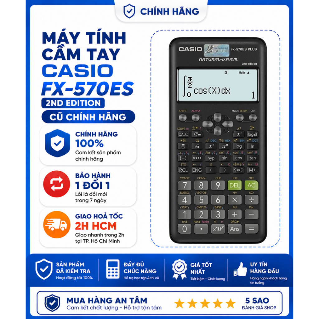 [Chính hãng] Máy tính cầm tay Casio FX-570ES Plus 2nd Edition Cũ | Full Chức Năng