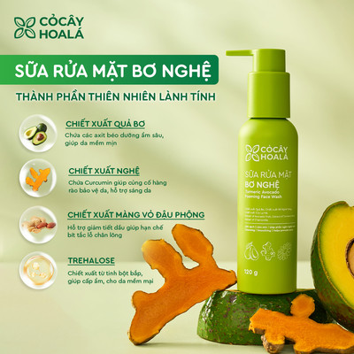 8.8 Sữa Rửa Mặt Bơ Nghệ Cỏ Cây Hoa Lá 120g Tặng Kèm Túi Vải