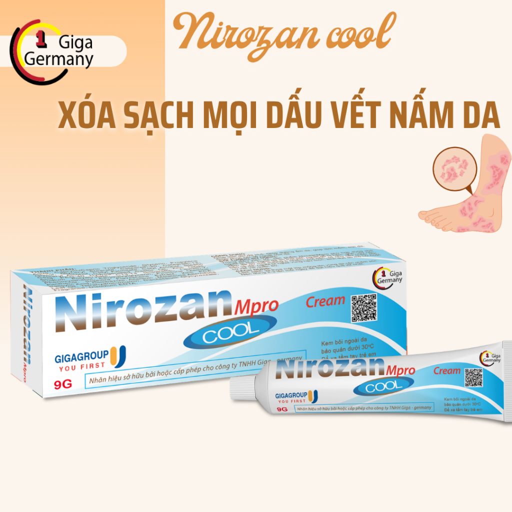 Nirozan cream cool bôi nấm ngoài da, lang ben GIGA GERMANY