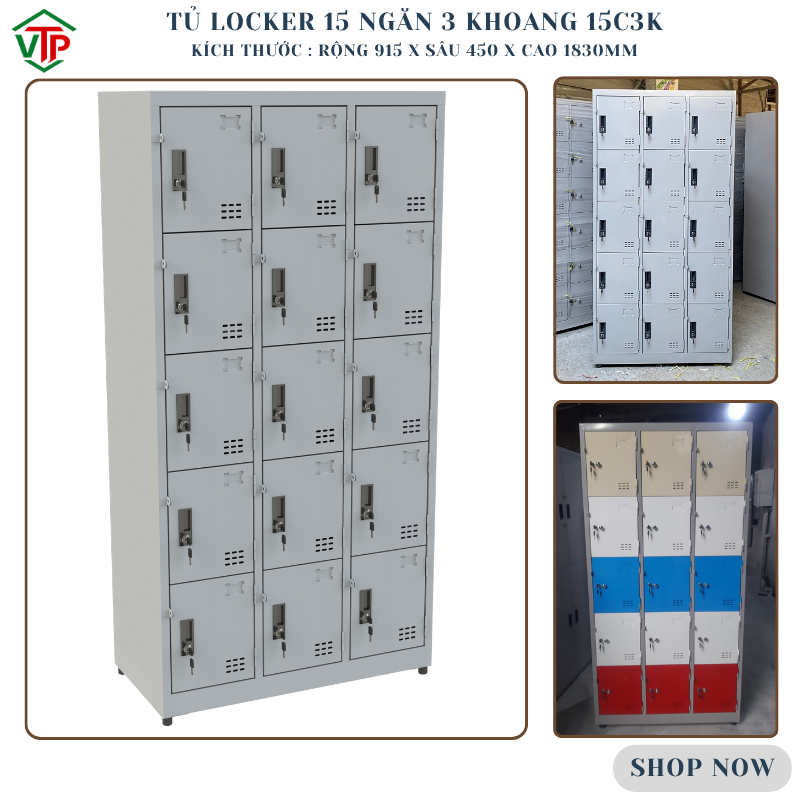 [FREESHIPHCM] Tủ sắt locker 15 ngăn kiểu TS985-3K