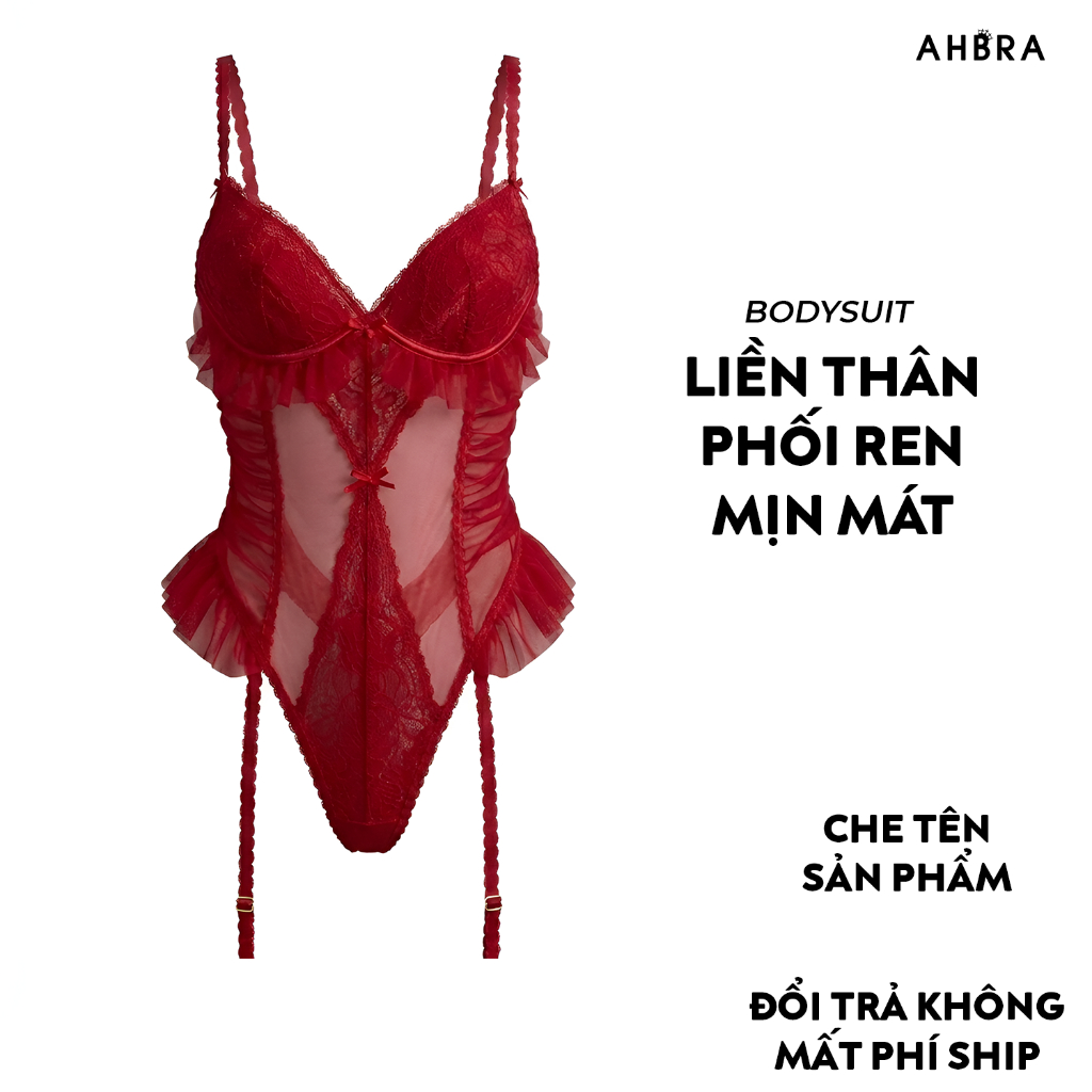 Bodysuit Nữ Định Hình Chất Ren Phối Lưới Mềm Mịn Tôn Dáng Có Gọng Có Mút AHBRA SW16