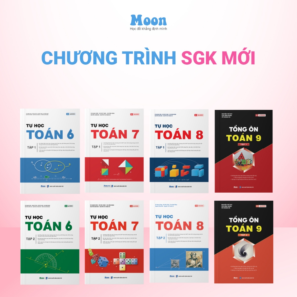 Combo sách tự học toán học dành cho học sinh THCS Sách Toán lớp 6, 7, 8, 9 - Moonbook THCS