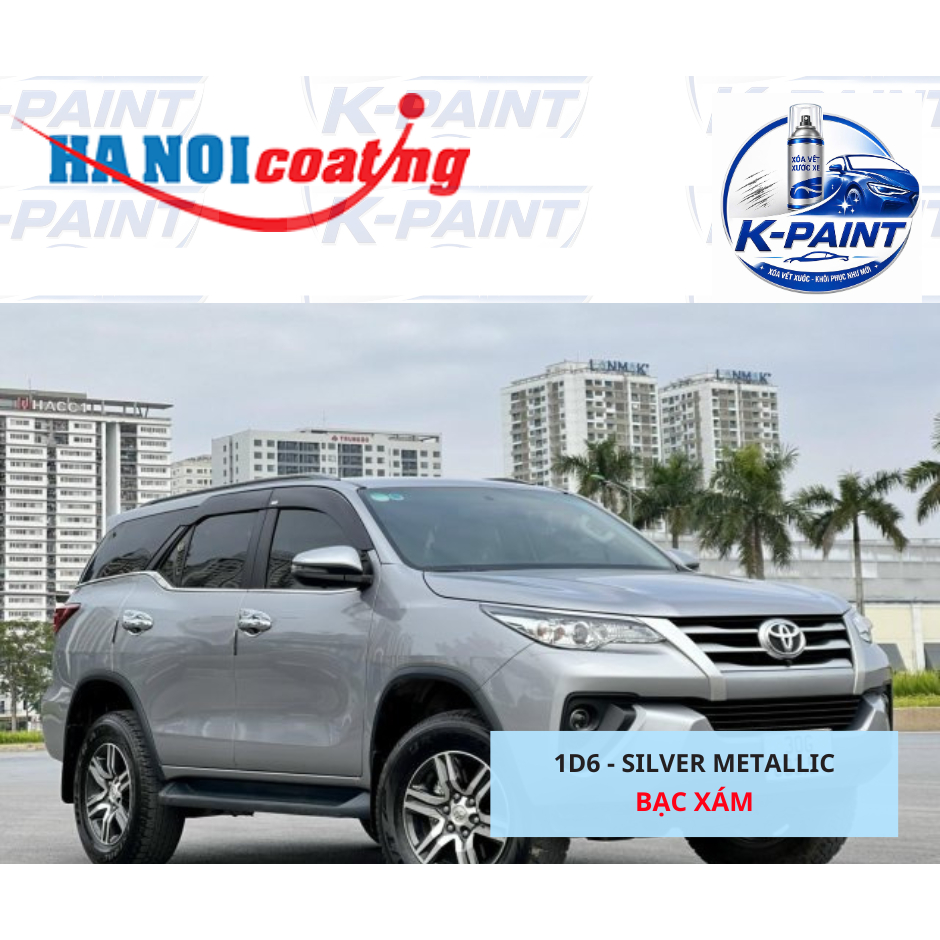 Sơn Xịt Xóa Vết Xước cho xe TOYOTA FORTUNER màu BẠC XÁM mã màu 1D6 - SILVER METALLIC chính hãng K-PA