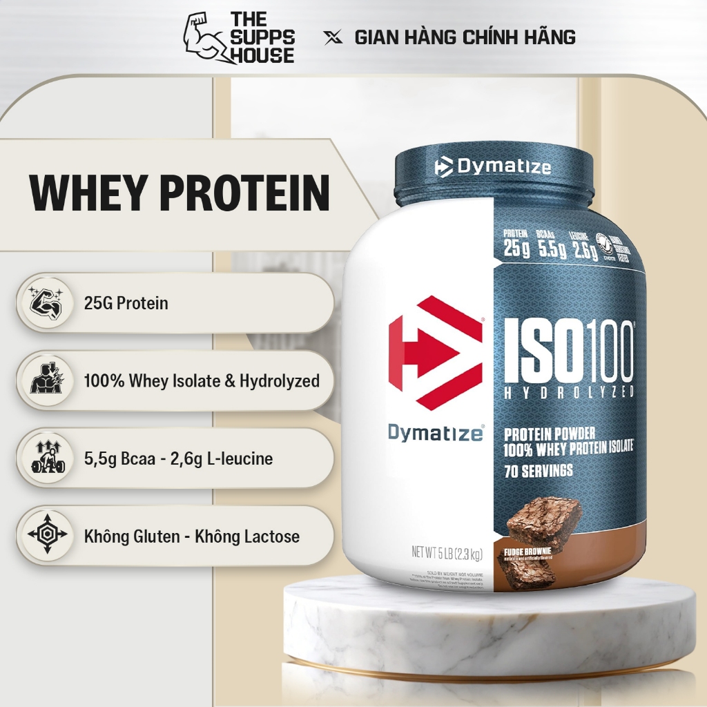 Bột tăng cơ Dymatize Iso 100 Whey Protein Isolate hỗ trợ phát triển cơ bắp và hỗ trợ không nóng tron