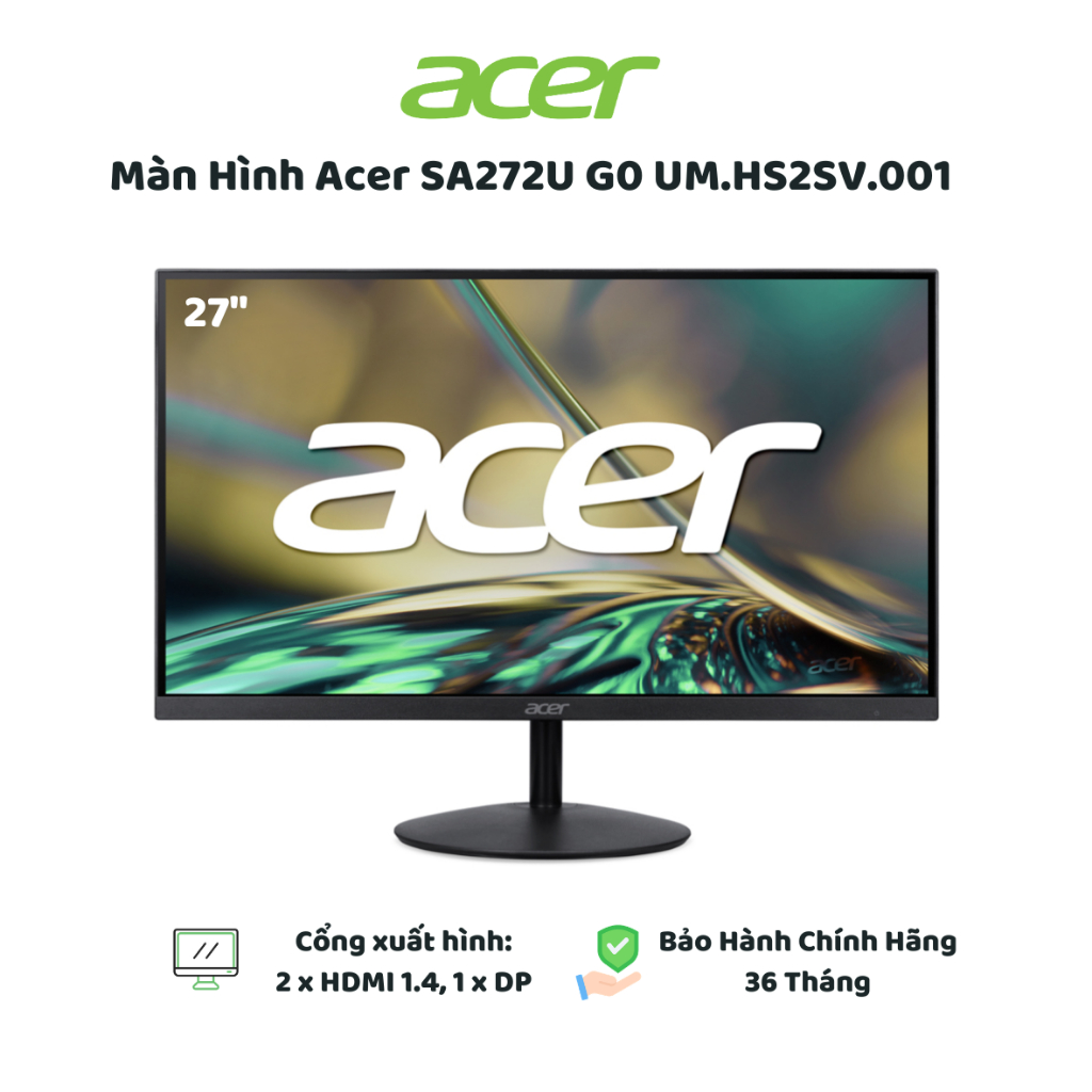 Màn Hình Acer SA272U G0 UM.HS2SV.001 (27 inch - IPS - 2K - 120Hz - 1ms - Đen) - Hàng Chính Hãng
