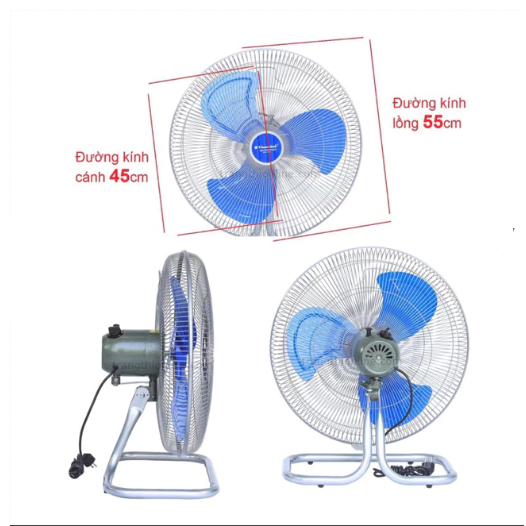 Quạt Để Sàn Chân Quỳ Công Nghiệp QS500 150W Vinawind (Điện cơ thống nhất) Thân Thép Siêu Bền,Chạy Kh