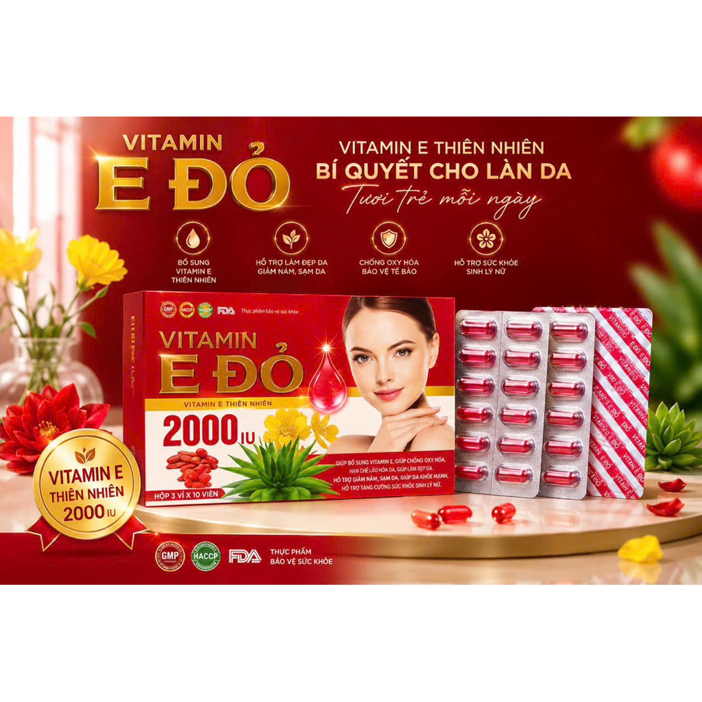 Viên uống trắng da mờ nám Vitamin E 2000iu -Vitamin E đỏ Natura Beauty Lady Lycopen Skin Evening Pri