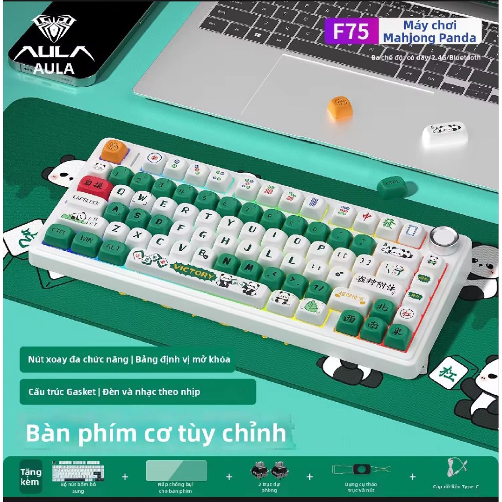 (new-hỏa tốc)bàn phím cơ không dây AULA F75 3 mode kết nối | BigBuy360 - bigbuy360.vn