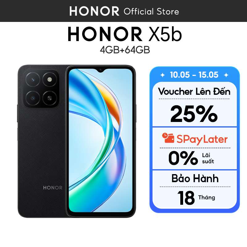 Điện thoại Honor X5b (4+4)GB+64GB | Pin 5200mAh 90Hz | Màn hình 6.56" | BH 18 Tháng Hàng Chính Hãng