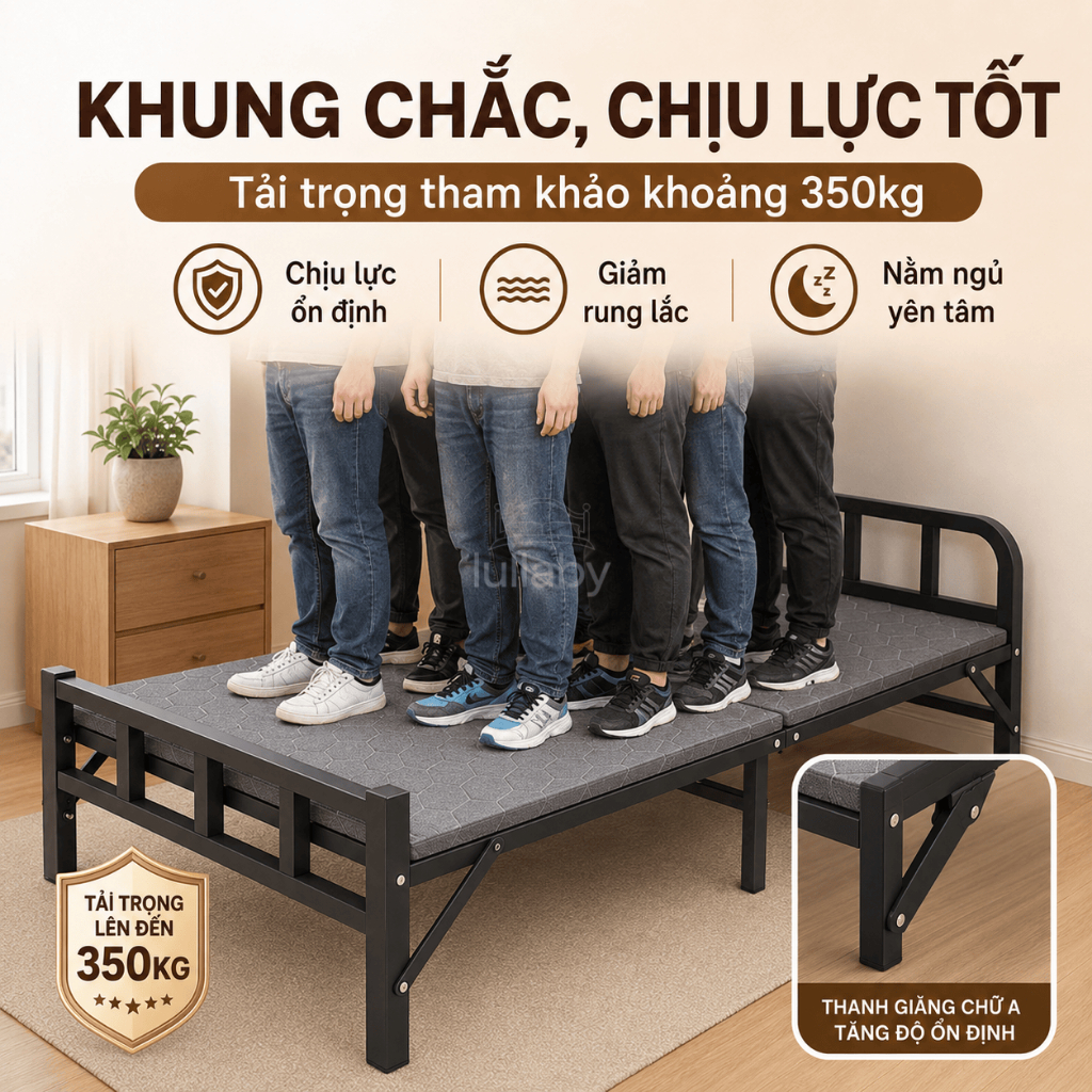 Lullaby giường gấp gọn Khung Thép Sơn Tĩnh Điện Chịu Chiều rộng 75/100/120 Dùng được nhiều nơi | BigBuy360 - bigbuy360.vn