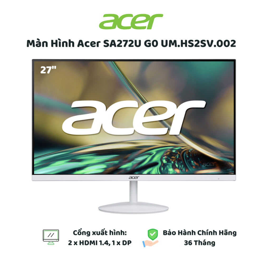 Màn Hình Acer SA272U G0 UM.HS2SV.002 (27 inch - IPS - 2K - 120Hz - 1ms - Trắng) - Hàng Chính Hãng