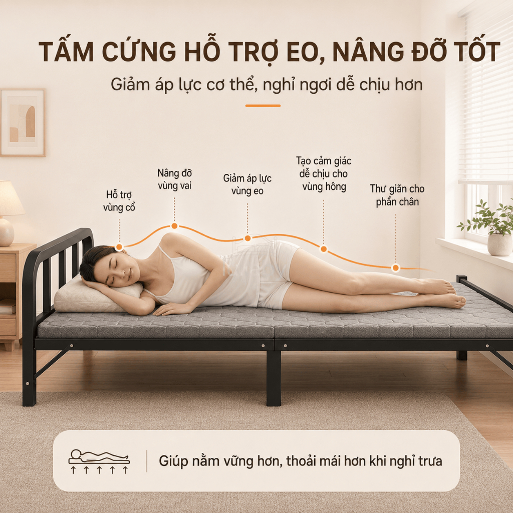 Lullaby giường gấp gọn Khung Thép Sơn Tĩnh Điện Chịu Chiều rộng 75/100/120 Dùng được nhiều nơi | BigBuy360 - bigbuy360.vn