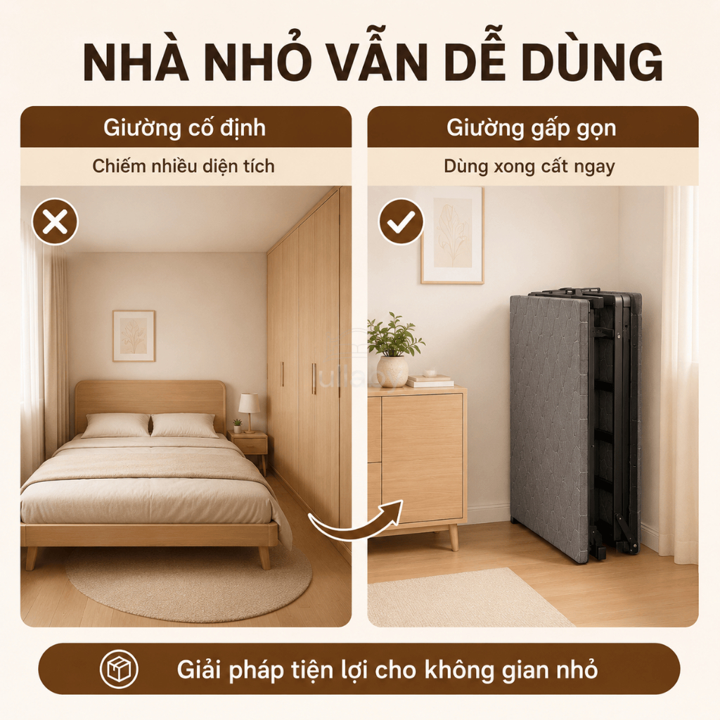 Lullaby giường gấp gọn Khung Thép Sơn Tĩnh Điện Chịu Chiều rộng 75/100/120 Dùng được nhiều nơi | BigBuy360 - bigbuy360.vn
