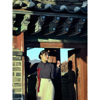 Áo Hanbok croptop đen, đỏ, xanh đen