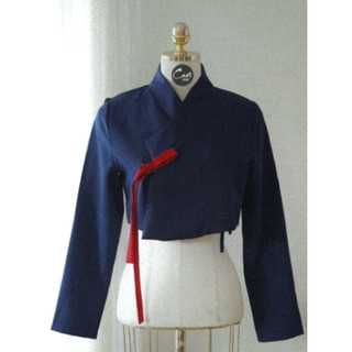Áo Hanbok croptop đen, đỏ, xanh đen
