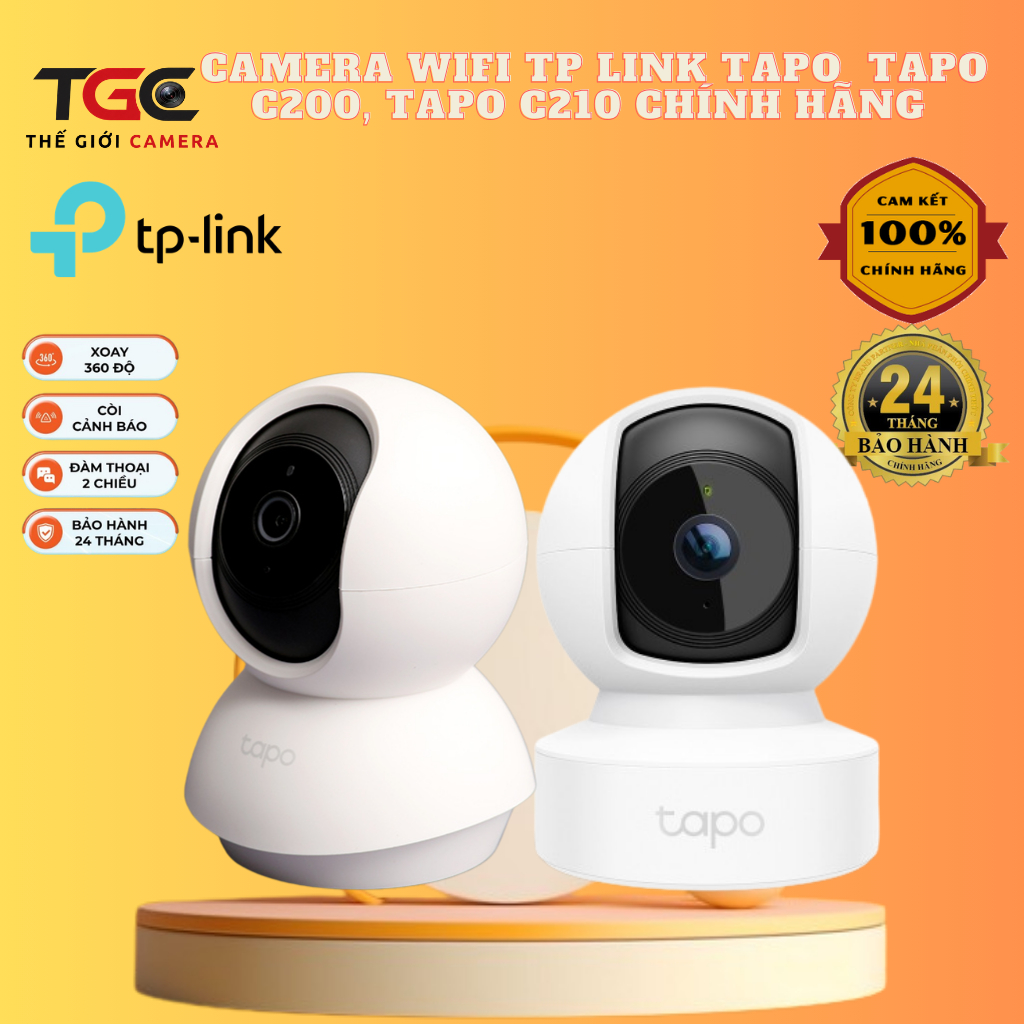 Camera wifi TP Link Tapo  TAPO C200, TAPO C210 chính hãng quay quét 360 độ giám sát an ninh gia đình