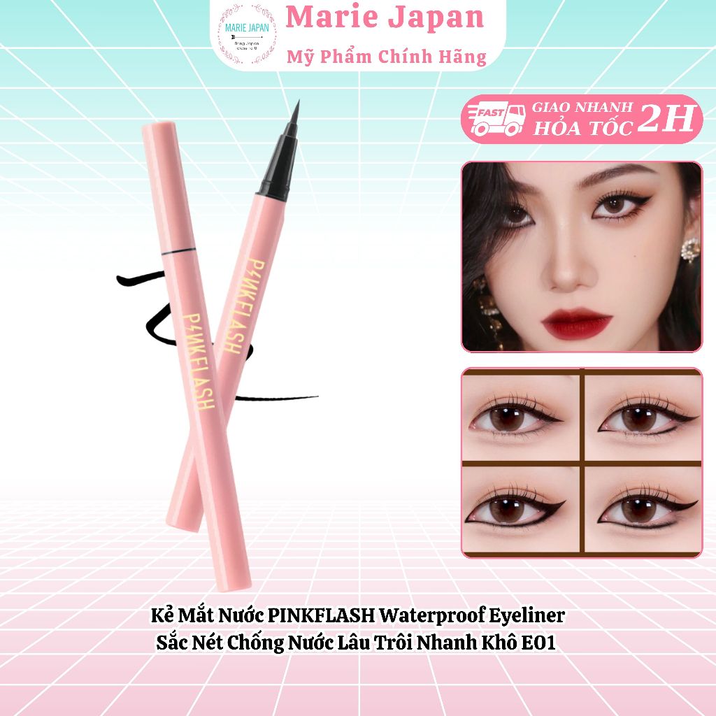 Kẻ Mắt Nước PINKFLASH Waterproof Eyeliner Sắc Nét Chống Nước Lâu Trôi Nhanh Khô E01 (Màu B00- BLACK)