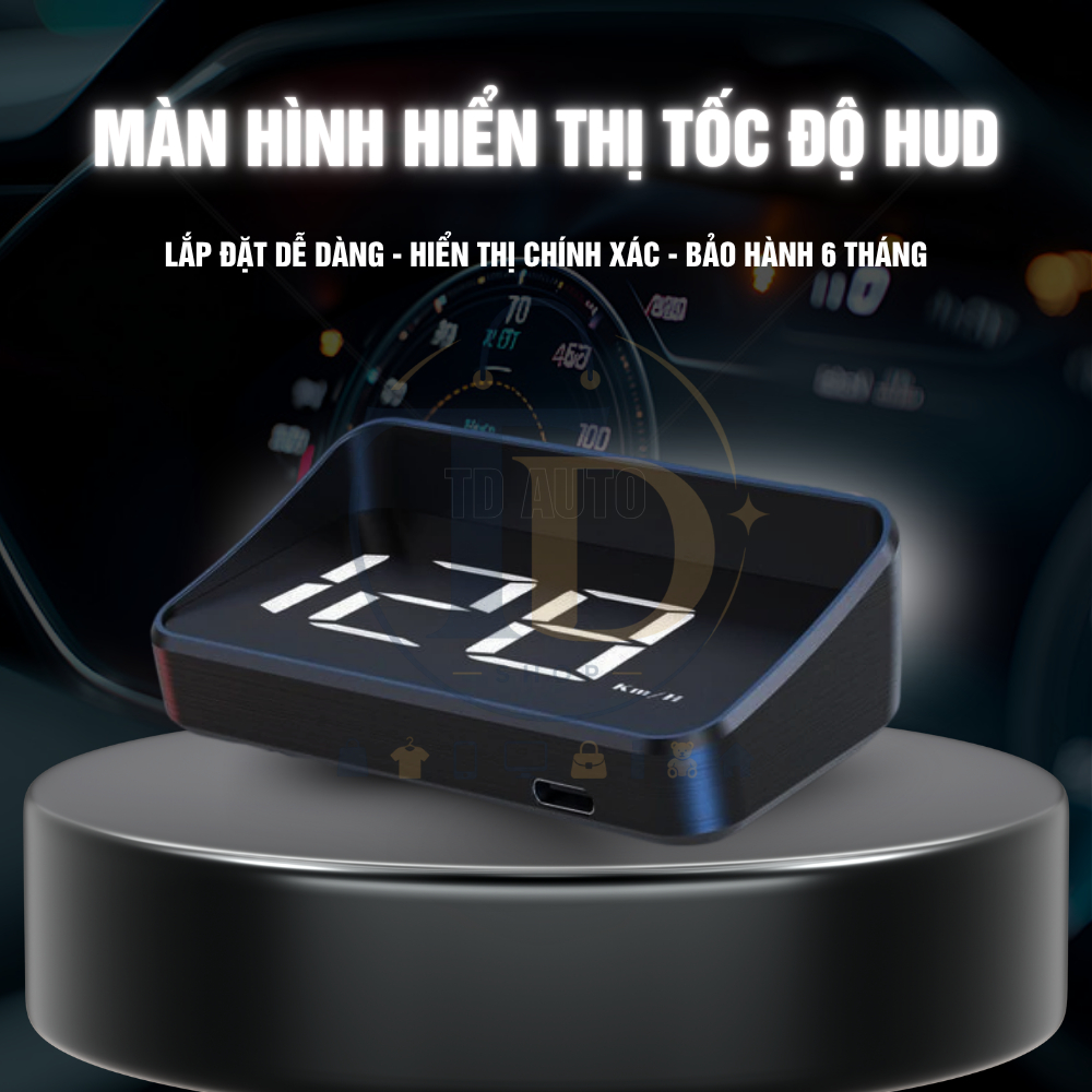 Màn Hình Hiển Thị Tốc Độ HUD TD AUTO - Cảm Biến Chống Chói - Hiển Thị Chính Xác -( KHÔNG DÙNG CHO XE