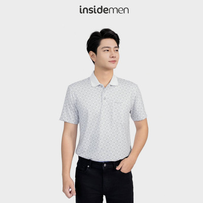 Áo Polo Nam Insidemen Regular Polyester họa tiết độc đáo, vải co giãn IPS246AS0