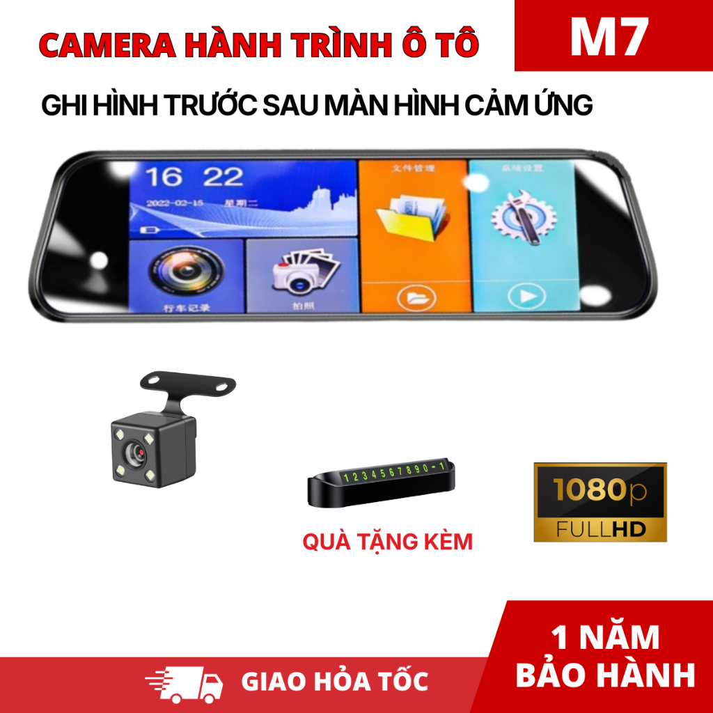 Camera hành trình gương ô Tô M7 XETABON màn cảm ứng 7 inch Full HD 1080P [BẢO HÀNH 12 THÁNG]