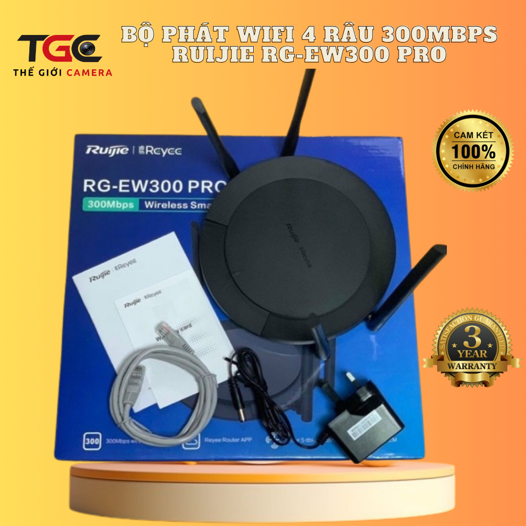 Bộ phát WiFi 4 râu 300Mbps, quản lý qua app Ruijie RG-EW300 PRO EW300 (new chính hãng)
