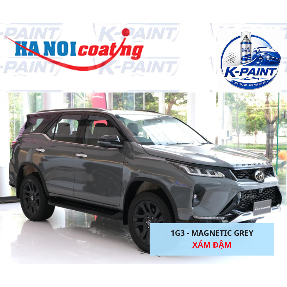 Sơn Xịt Xóa Vết Xước cho xe TOYOTA FORTUNER màu XÁM ĐẬM mã màu 1G3 - MAGNETIC GREY chính hãng K-PAIN