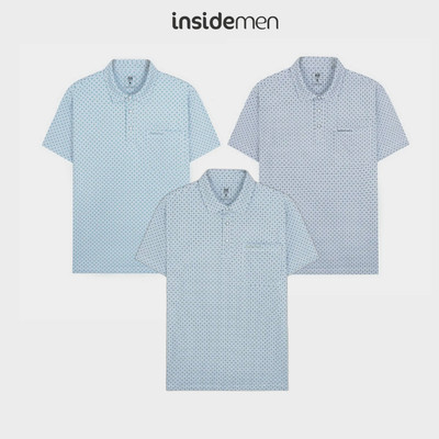 Áo Polo Nam Insidemen Regular họa tiết in tràn áo, dáng suông, co giãn nhẹ IPS245AS0