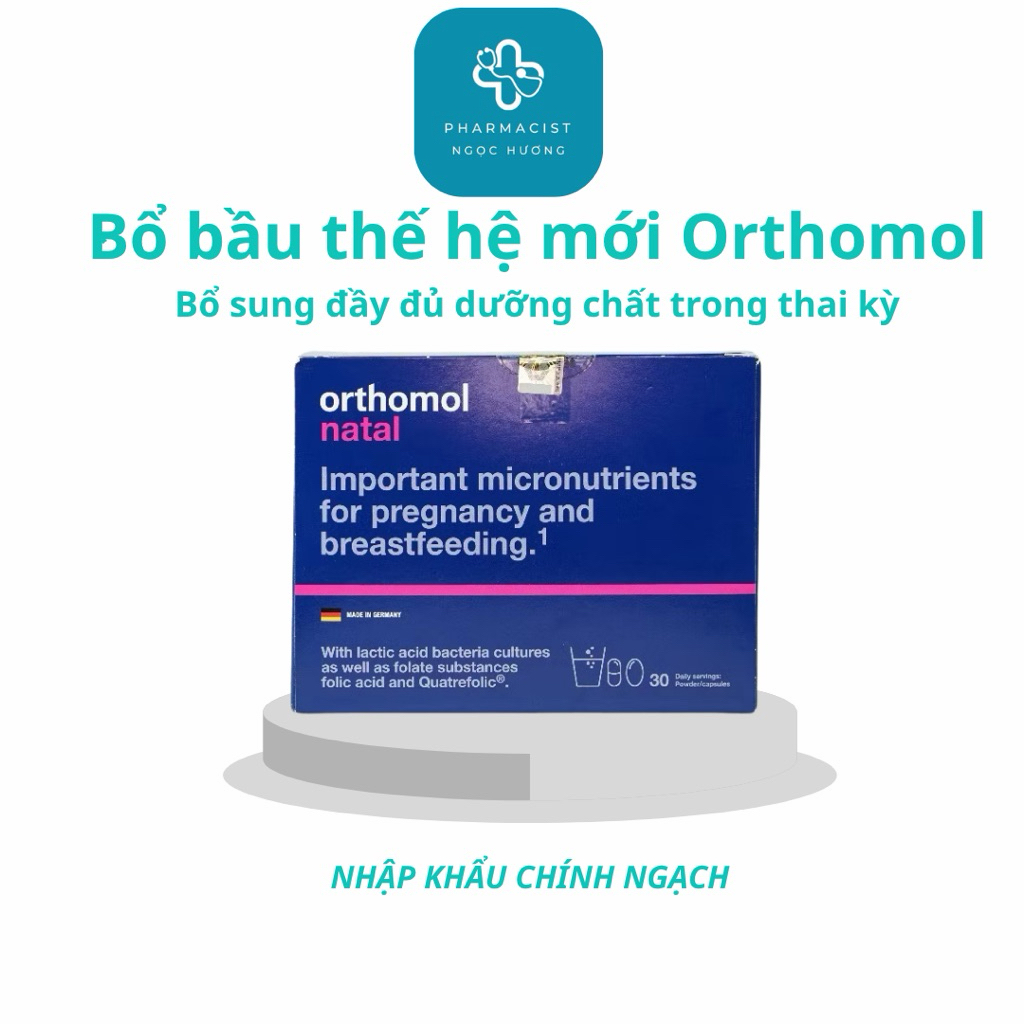 Vitamin bầu tổng hợp Orthomol Natal bổ sung sắt ,axitfolic ,canxi, lợi khuẩn, DHA