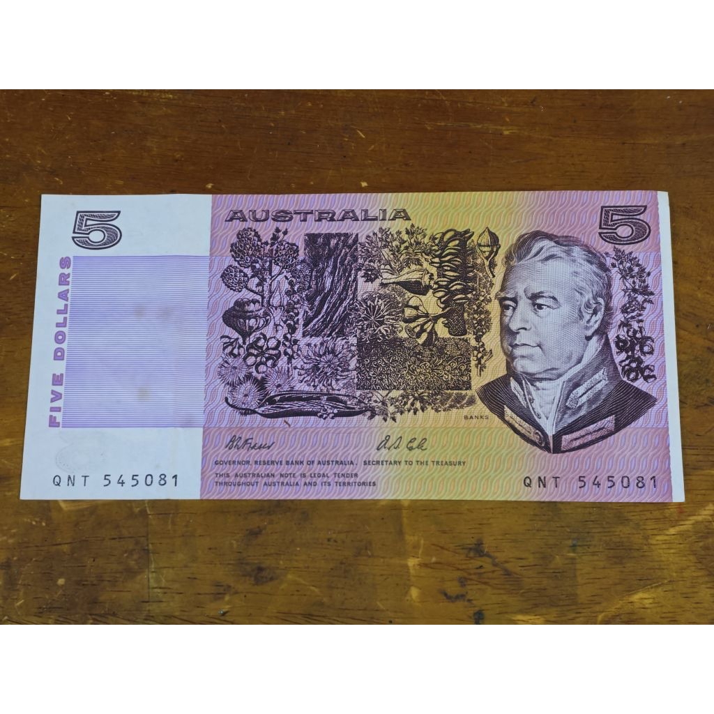 Sưu tầm Châu Đại Dương xưa: 5 Dol.lars - Australia 1974-91. Mới 85% XF-AU.
