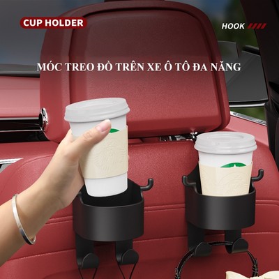 Giá đỡ cốc gắn sau ghế ô tô MYT Móc treo đồ kiêm giá đỡ cốc nước chất liệu nhựa ABS gắn sau ghế ô tô