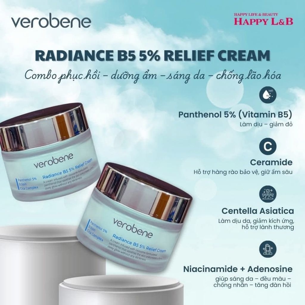 VEROBENE RADIANCE B5 reliel cream,kem dưỡng ẩm làm dịu b5