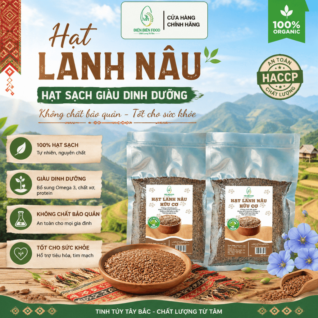 Hạt Lanh Nâu Canada Hữu Cơ(Hạt sống) Làm Sữa Hạt, ủ tóc, đắp mặt - - Tốt Cho Sức Khỏe