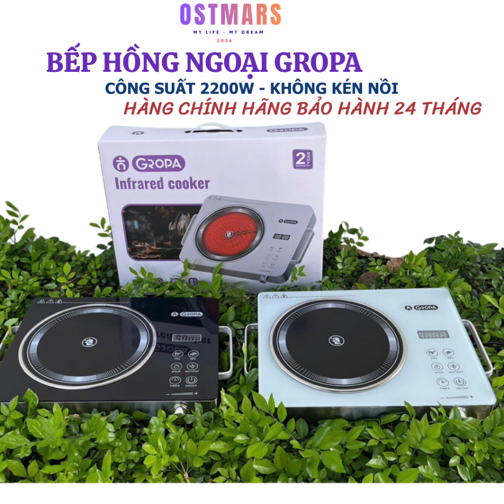 Bếp hồng ngoại đơn công suất 2200w không kén nồi , bếp hồng ngoại Gropa chính hãng OSTMARS TM