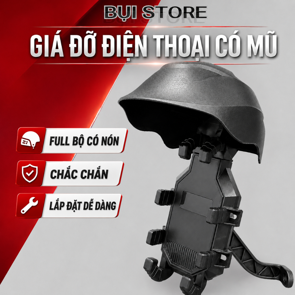 Giá Đỡ, Kẹp Điện Thoại K03 Helmet Gắn Trên Xe Máy, Xe Đạp Kèm Nón Bảo Hiểm Che Nắng Bảo Vệ Camera Đi