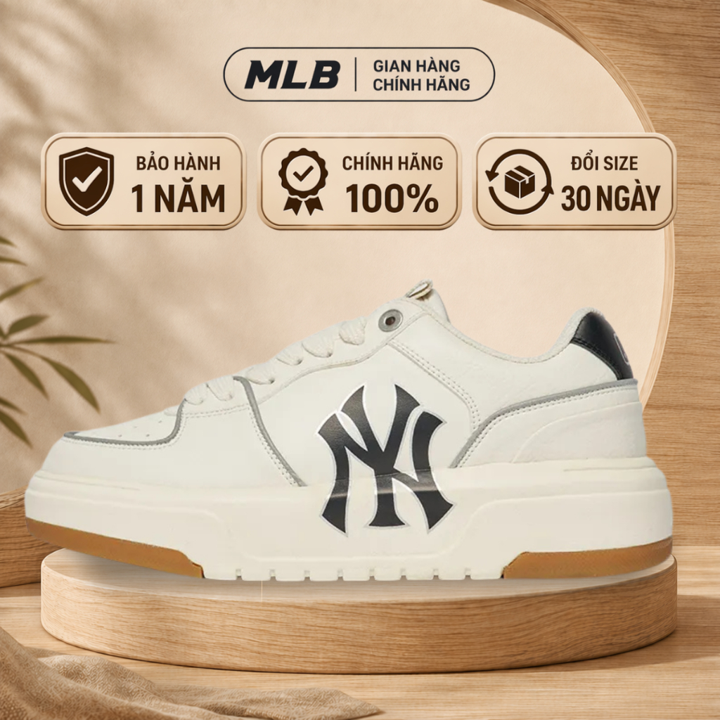 Giày MLB Chunky Liner Trắng Đế Gum Phản Quang Chính Hãng Bull Box HiddenTag - Sneaker Unisex Cao 4.5