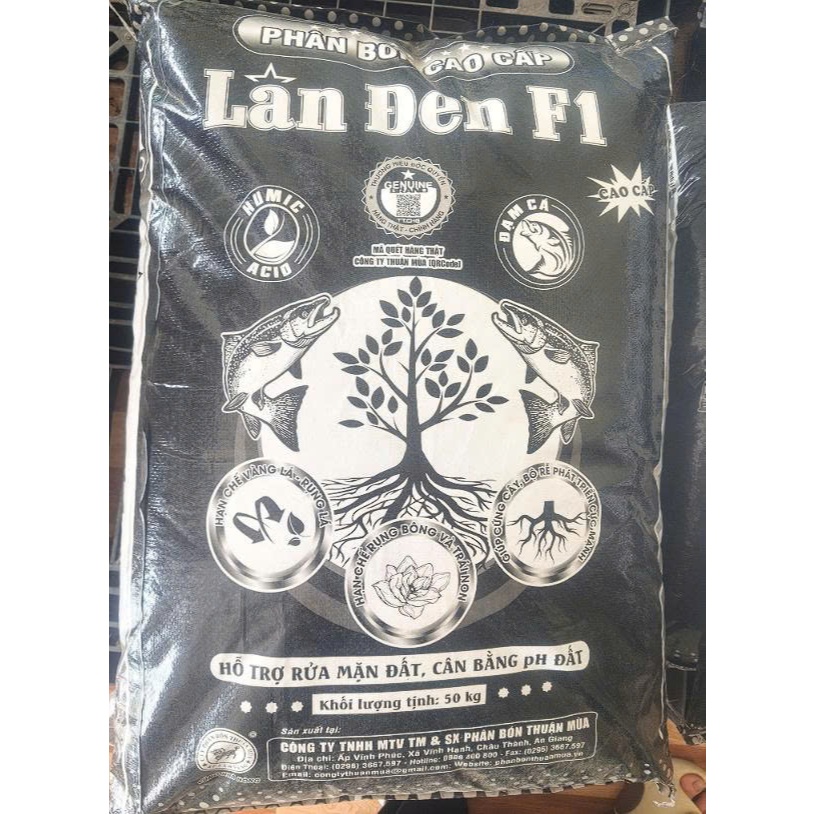 Lân đen humic viên - Thuận Mùa (bao 50kg) - hạ phèn, tạo mầm hoa, cân bằng pH