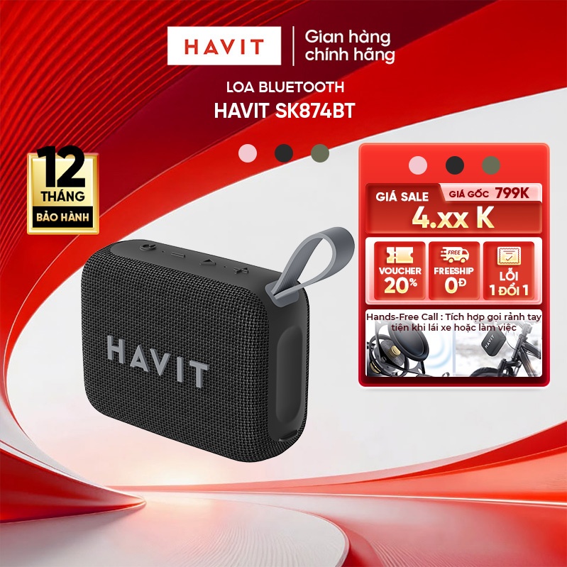 [Độc Quyền] Loa Bluetooth Havit SK874BT – Kháng Nước IPX5, Công Suất 8W, Pin 8H, Hỗ Trợ TWS/TF/FM – Hàng Chính Hãng