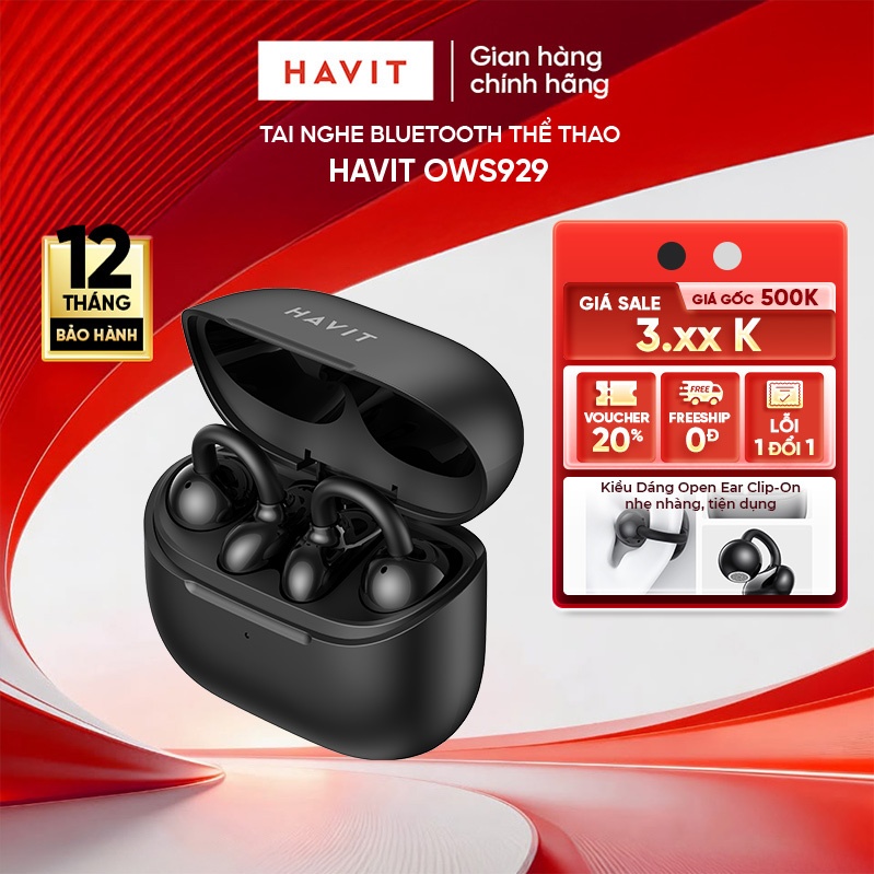 Tai Nghe Không Dây Havit OWS929 | Kiểu Dáng Open Ear Clip-On | Bluetooth 6.0