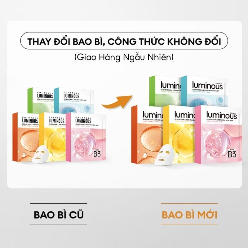 Mặt Nạ COLORKEY LUMINOUS | Vitamin B5/ Vitamin B3/ Trà xanh/ PDRN| Hỗ trợ dưỡng ẩm, sáng da, giảm dầu mụn| 10 miếng/Hộp | BigBuy360 - bigbuy360.vn