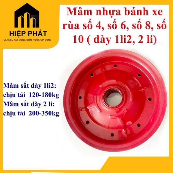 Mâm Sắt Bánh Xe Rùa, bánh xe đẩy, bánh xe điện Số 4 / 6 / 8 / 10 – Dày 1.2mm & 2mm – Sắt Cứng Chịu L