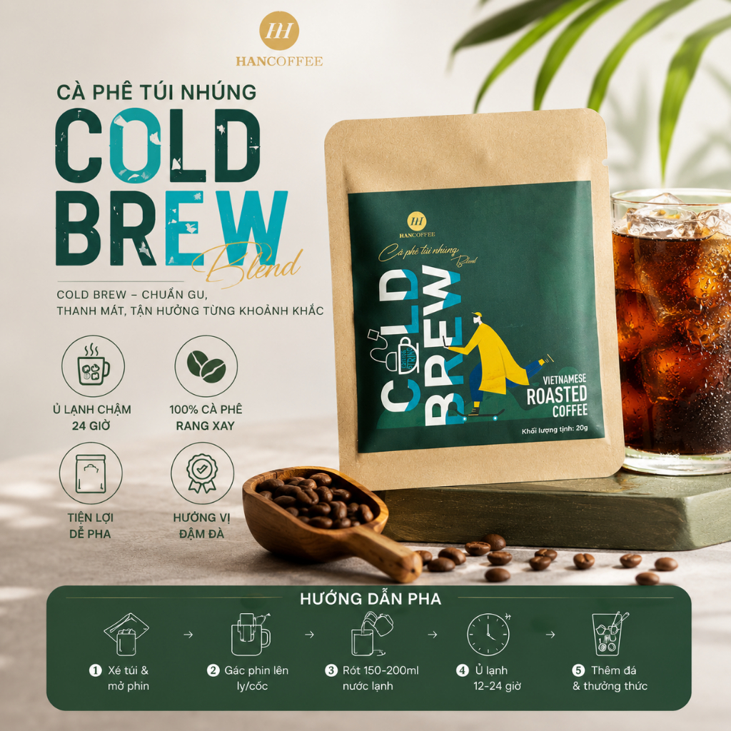 [Gói Lẻ] Cà Phê Ủ Lạnh ColdBrew Blend Nguyên Chất Chuẩn Gu Việt HANCOFFEE