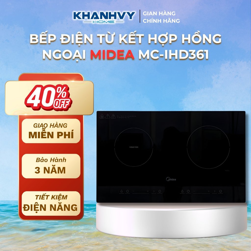 Bếp Điện Từ Đôi Midea MC-IHD361 - 3200W - Kính Kanger - Lắp Âm & Lắp Dương - Từ Kết Hợp Hồng Ngoại |